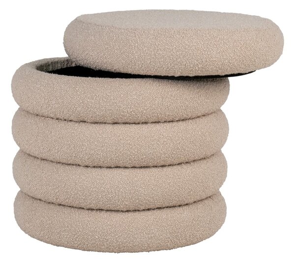 Beżowy puf z materiału bouclé Brooklyn – House Nordic