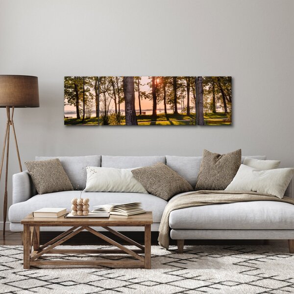 Obraz drzew nad jeziorem (170x50 cm)
