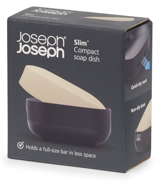 Czarna plastikowa mydelniczka Slim – Joseph Joseph
