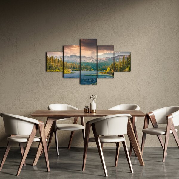 Obraz górskiej rzeki i gór (125x70 cm)