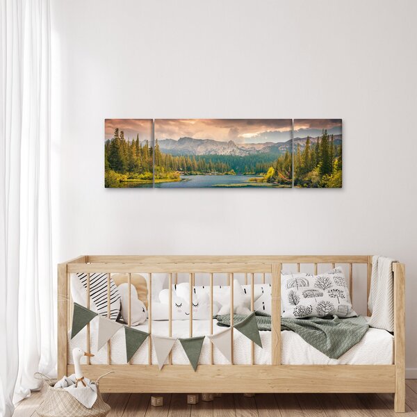 Obraz górskiej rzeki i gór (170x50 cm)