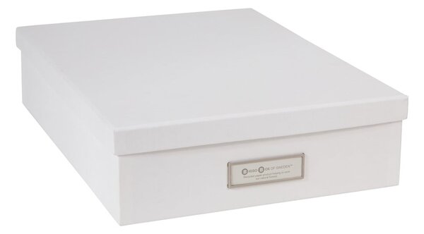 Białe pudełko na dokumenty z etykietą Bigso Box of Sweden Oskar, A4