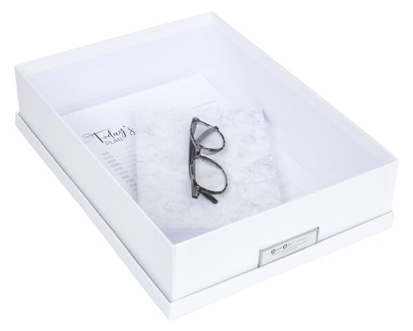 Białe pudełko na dokumenty z etykietą Bigso Box of Sweden Oskar, A4
