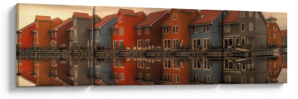 Obraz kolorowych domów (170x50 cm)