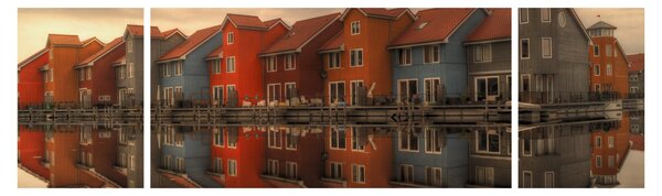 Obraz kolorowych domów (170x50 cm)
