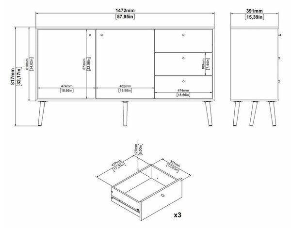 Antracytowa niska komoda 149x82 cm Bodo – Tvilum