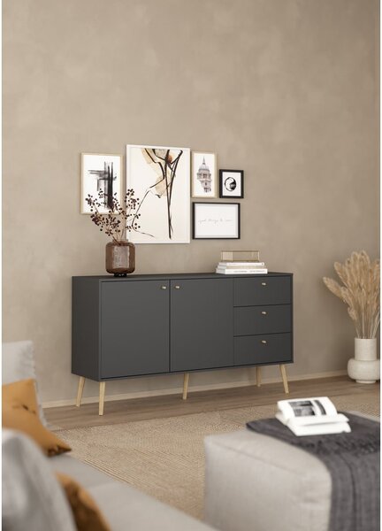 Antracytowa niska komoda 149x82 cm Bodo – Tvilum