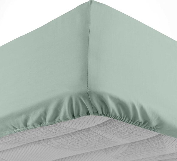 Jasnozielone bawełniane prześcieradło z gumką 160x200 cm Lina – douceur d'intérieur
