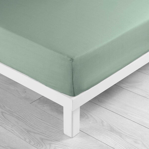 Zielone bawełniane prześcieradło z gumką 90x190 cm Lina – douceur d'intérieur