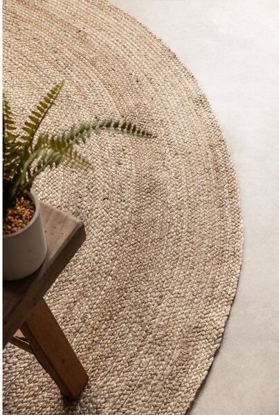 Szarobeżowy okrągły dywan z juty dwustronny ø 100 cm Braided – Hanse Home