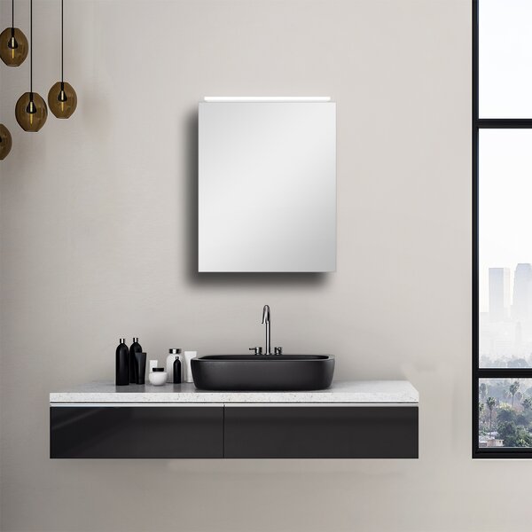 Szafka ?azienkowa z lustrem i o?wietleniem TALOS Mirage 50 x 60 cm - odpowiednia do wilgotnych pomieszcze? dzi?ki wysokiej jako?ci aluminiowemu korpusowi - szafka ?azienkowa z lustrem