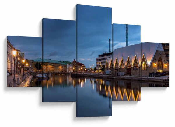 Obraz kanału wodnego - Göteborg (125x70 cm)