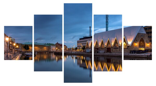 Obraz kanału wodnego - Göteborg (125x70 cm)