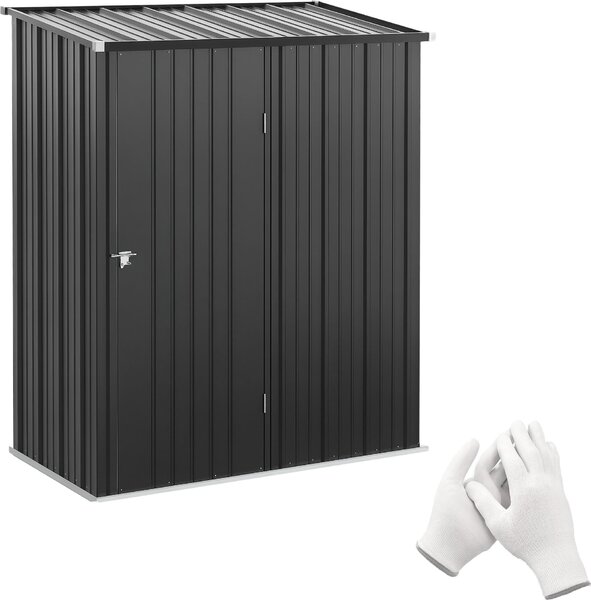 Domek narzdziowy Outsunny z dachem jednospadowym, 1,34 m², zamykana szafka narzdziowa, stal ocynkowana, kolor czarny, 161,5 x 94,5 x 196 cm