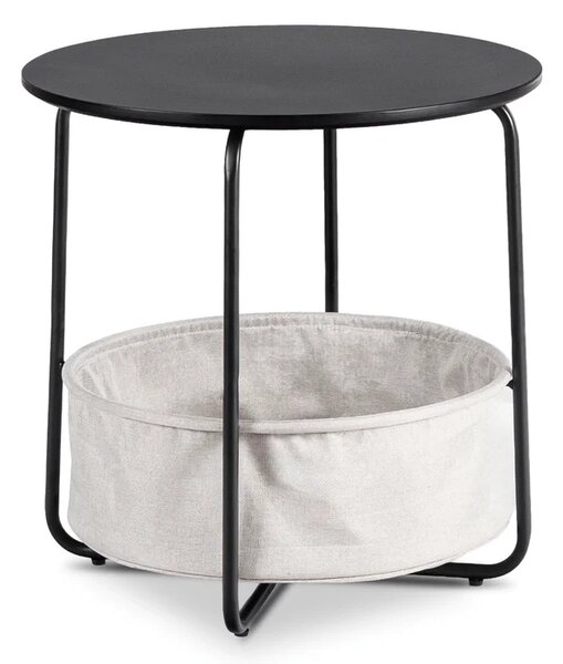 Stolik Kawowy z Koszem VARANO 55 cm Czarny/Beżowy Nowoczesny