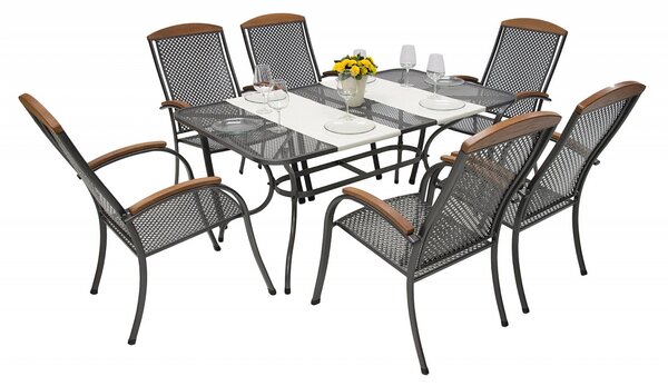 Metalowy zestaw ogrodowy PROVENCE I. 1 + 6 Stół prostokątny 145x 90 cm (CT0309)