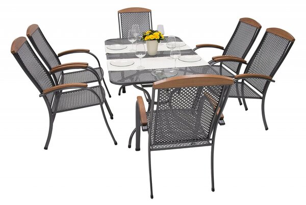 Metalowy zestaw ogrodowy PROVENCE I. 1 + 6 Stół prostokątny 145x 90 cm (CT0309)