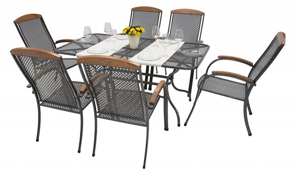 Metalowy zestaw ogrodowy PROVENCE I. 1 + 6 Stół prostokątny 145x 90 cm (CT0309)