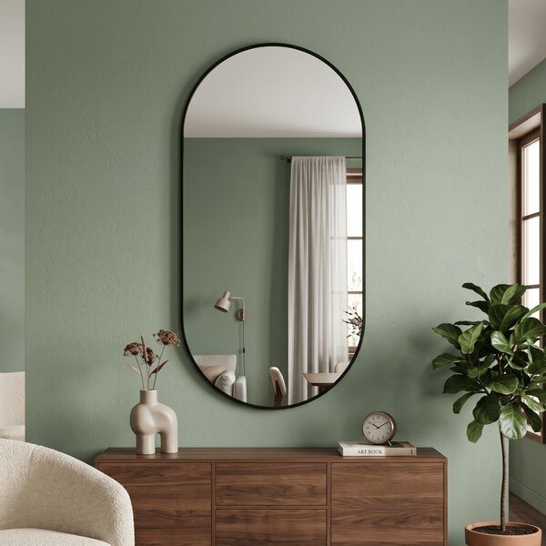Lustro LINEA OVAL 70x50cm Czarny