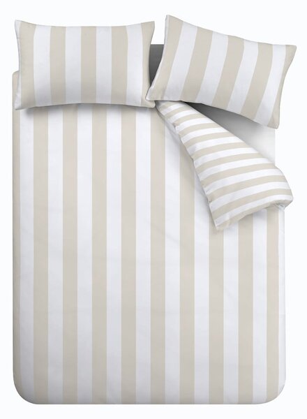 Biała/beżowa pościel dwuosobowa 200x200 cm Cove Stripe – Catherine Lansfield