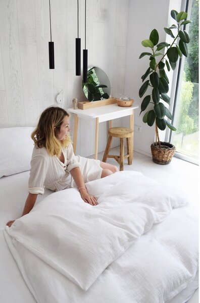 Biała muślinowa pościel jednoosobowa 140x200 cm Plain Muslin – Butter Kings