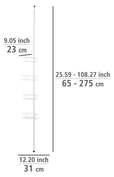 Biała narożna teleskopowa półka łazienkowa ze stali nierdzewnej Dolcedo – Wenko