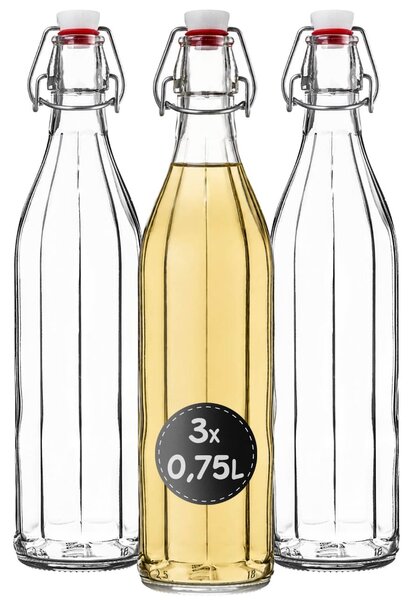 Szklana butelka z korkiem Tore 750 ml, 3 szt