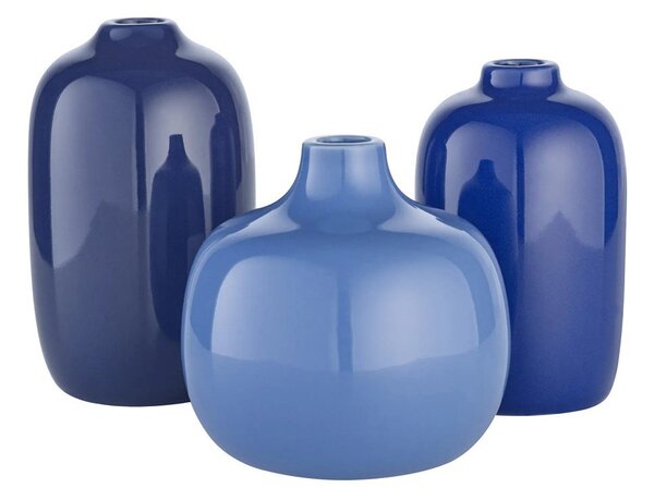 Niebieskie ceramiczne wazony zestaw 3 szt. (wysokość 9 cm) Ceola – Blomus