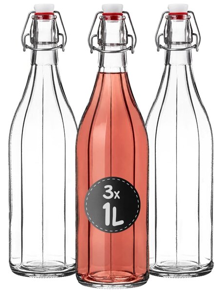 Szklana butelka z korkiem Tore 1000 ml, 3 szt
