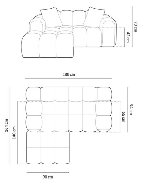 Ciemnoniebieski narożnik z tkaniny szenilowej (lewostronny/z szezlongiem) Treno – Cosmopolitan Design