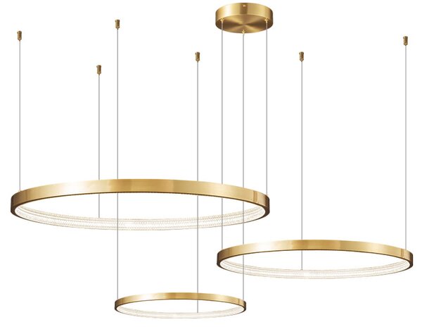 Zing Ring Triple 80B - żyrandol 60W LED 80 cm pierścienie złoty mosiądz