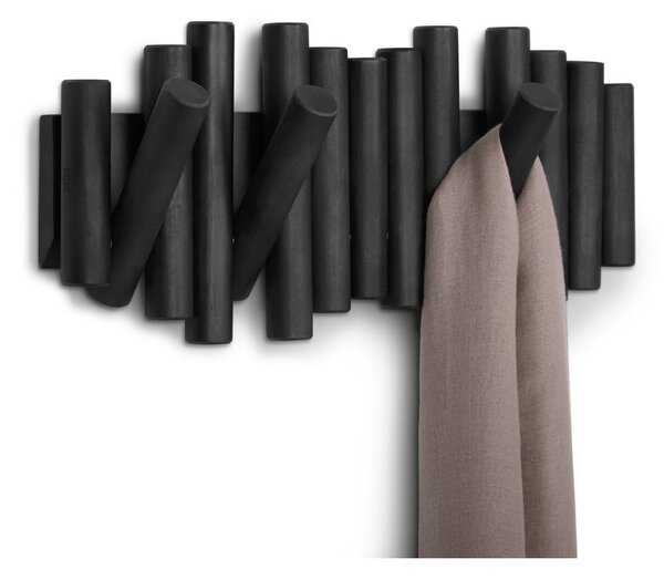 Czarny wieszak ścienny z drewna sosnowego Picket – Umbra