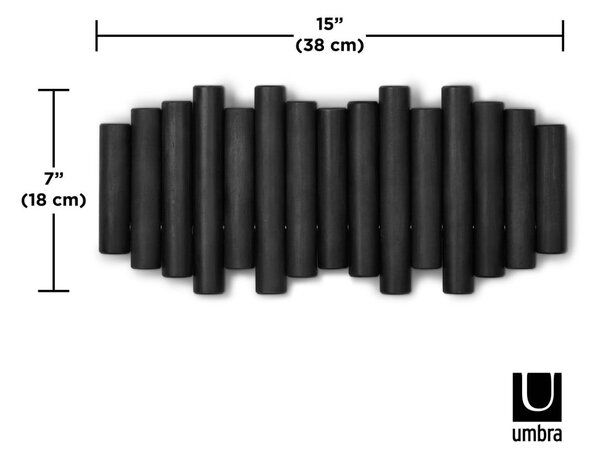Czarny wieszak ścienny z drewna sosnowego Picket – Umbra
