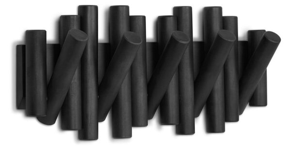 Czarny wieszak ścienny z drewna sosnowego Picket – Umbra