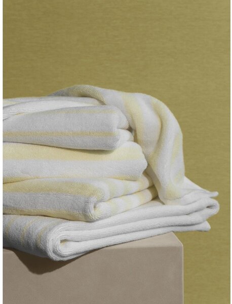 Jasnożółto-biały ręcznik kąpielowy z bawełny organicznej frotte 70x140 cm Arto – Blomus