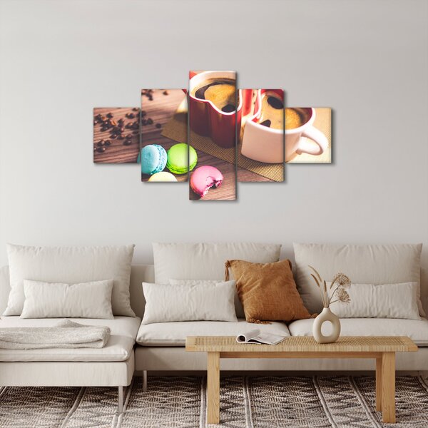 Obraz kawy i makaroników (125x70 cm)
