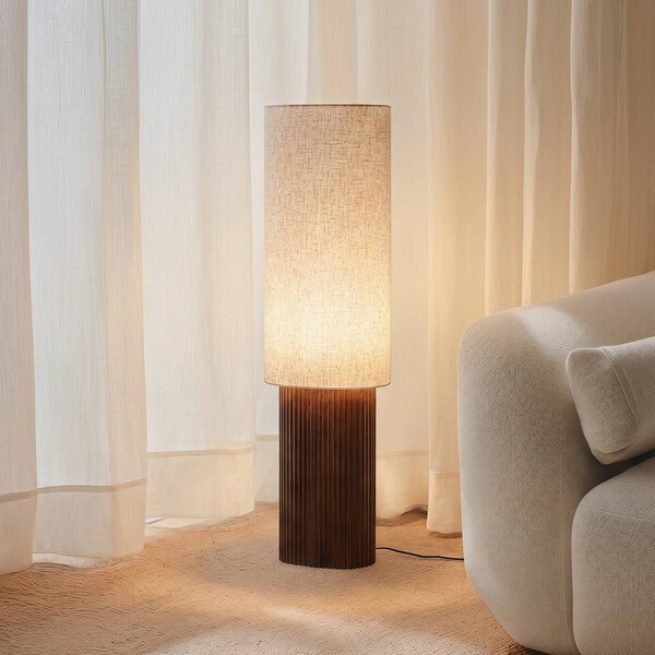 Lampa stojąca Kimiko Lindby, ciemne drewno, salon / jadalnia, drewno, skandynawski