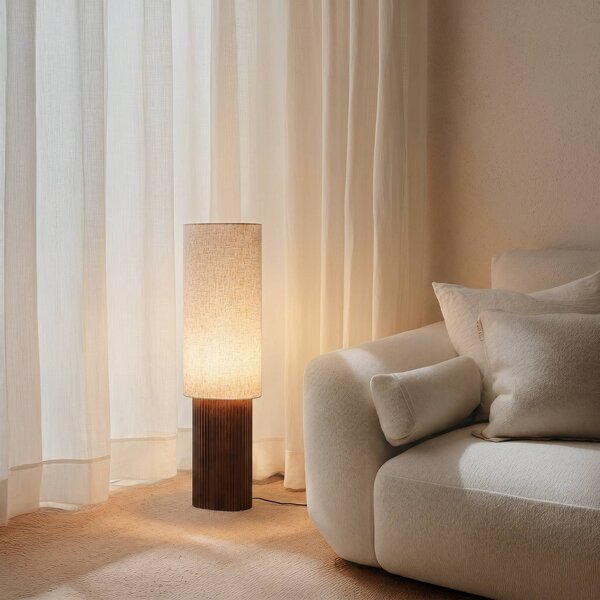 Lampa stojąca Kimiko Lindby, ciemne drewno, salon / jadalnia, drewno, skandynawski