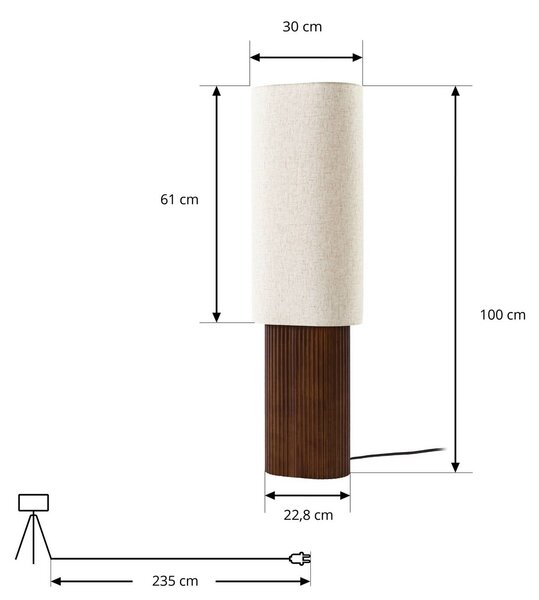 Lampa stojąca Kimiko Lindby, ciemne drewno, salon / jadalnia, drewno, skandynawski
