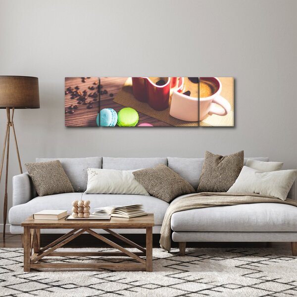 Obraz kawy i makaroników (170x50 cm)