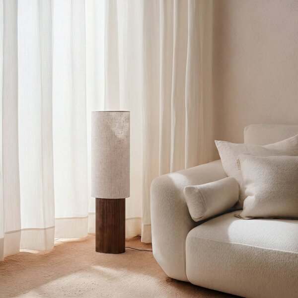 Lampa stojąca Kimiko Lindby, ciemne drewno, salon / jadalnia, drewno, skandynawski