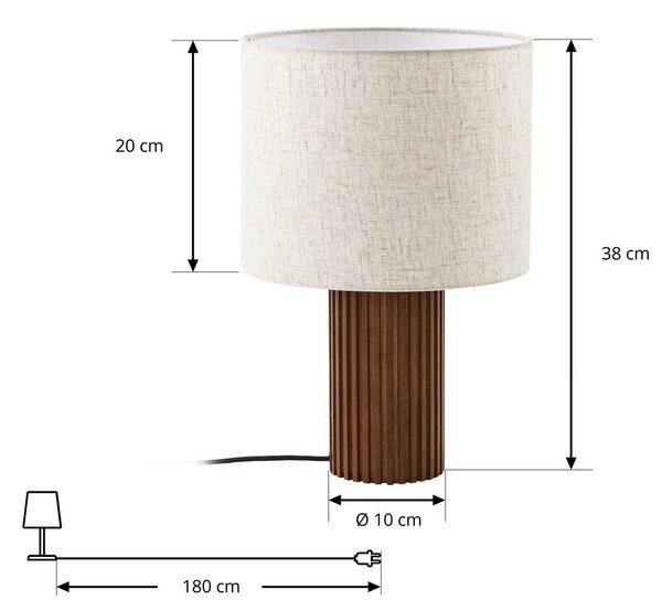 Lampa stołowa Kimiko Lindby, ciemne drewno, salon / jadalnia, drewno, skandynawski