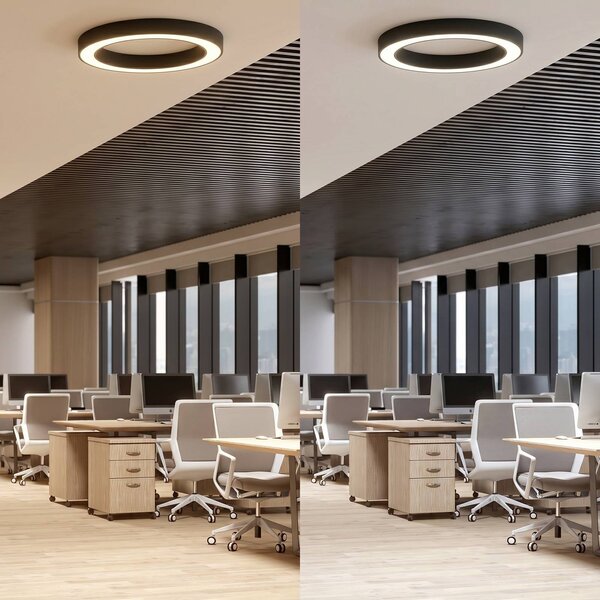 Lampa sufitowa LED Sharelyn Arcchio, możliwość ściemniania, czarny, kuchnia, aluminium, nowoczesny