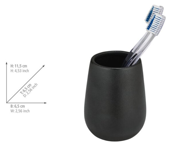 Czarny ceramiczny kubek na szczoteczki do zębów Nerno – Wenko