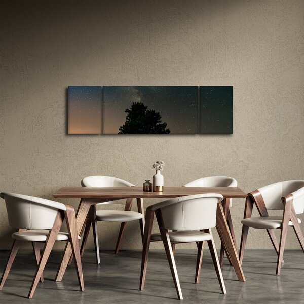 Obraz nocnego nieba z drzewami (170x50 cm)