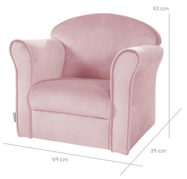 Jasnoróżowy aksamitny fotel dziecięcy Lil Sofa – Roba