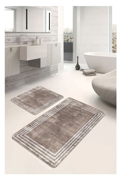 Brązowe aksamitne dywaniki łazienkowe zestaw 2 szt. 60x100 cm – Mila Home