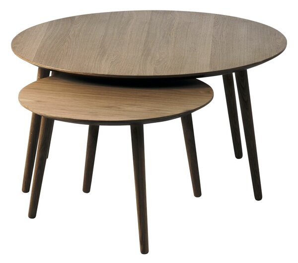 Brązowe okrągłe stoliki w dekorze dębu zestaw 2 szt. ø 88 cm Adda – Unique Furniture
