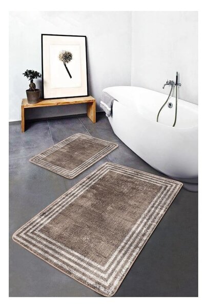 Brązowe aksamitne dywaniki łazienkowe zestaw 2 szt. 60x100 cm – Mila Home