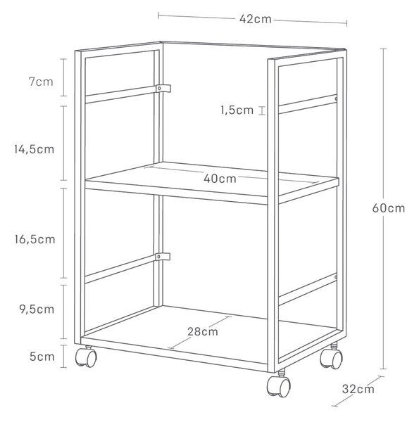 Biały metalowy regał na kółkach 42x60 cm Tower – YAMAZAKI